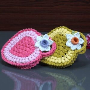 Handmade Crochet Heart Shaped Purse