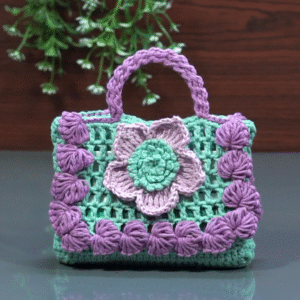 Crochet handbag with Flowers for Little Girl