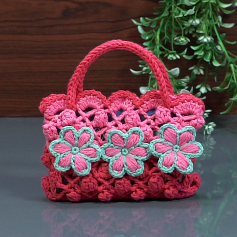 Small Woolen Bag With Flowers