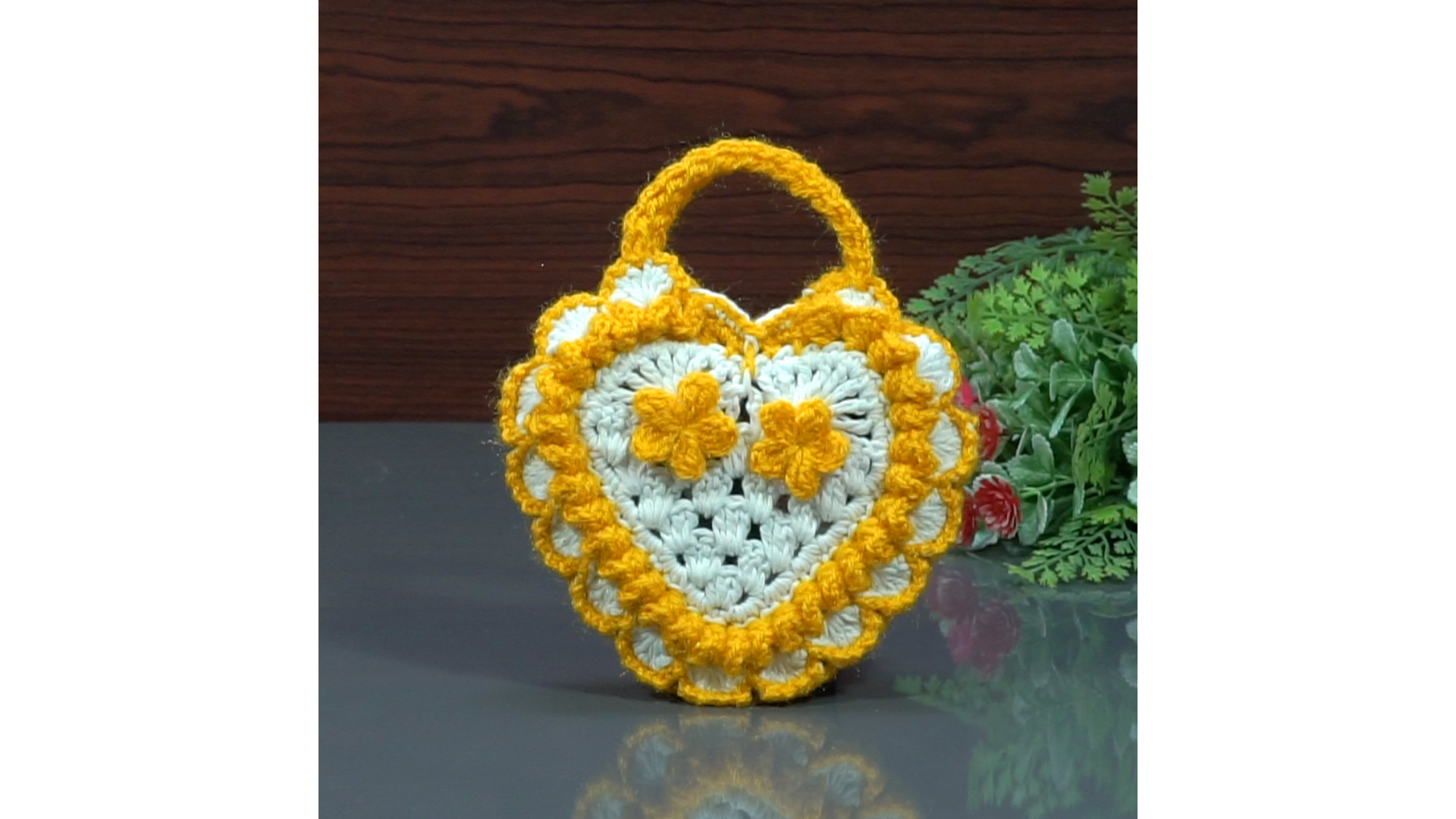 Handmade Woolen Heart Shaped Bag For Mobile - Image 2