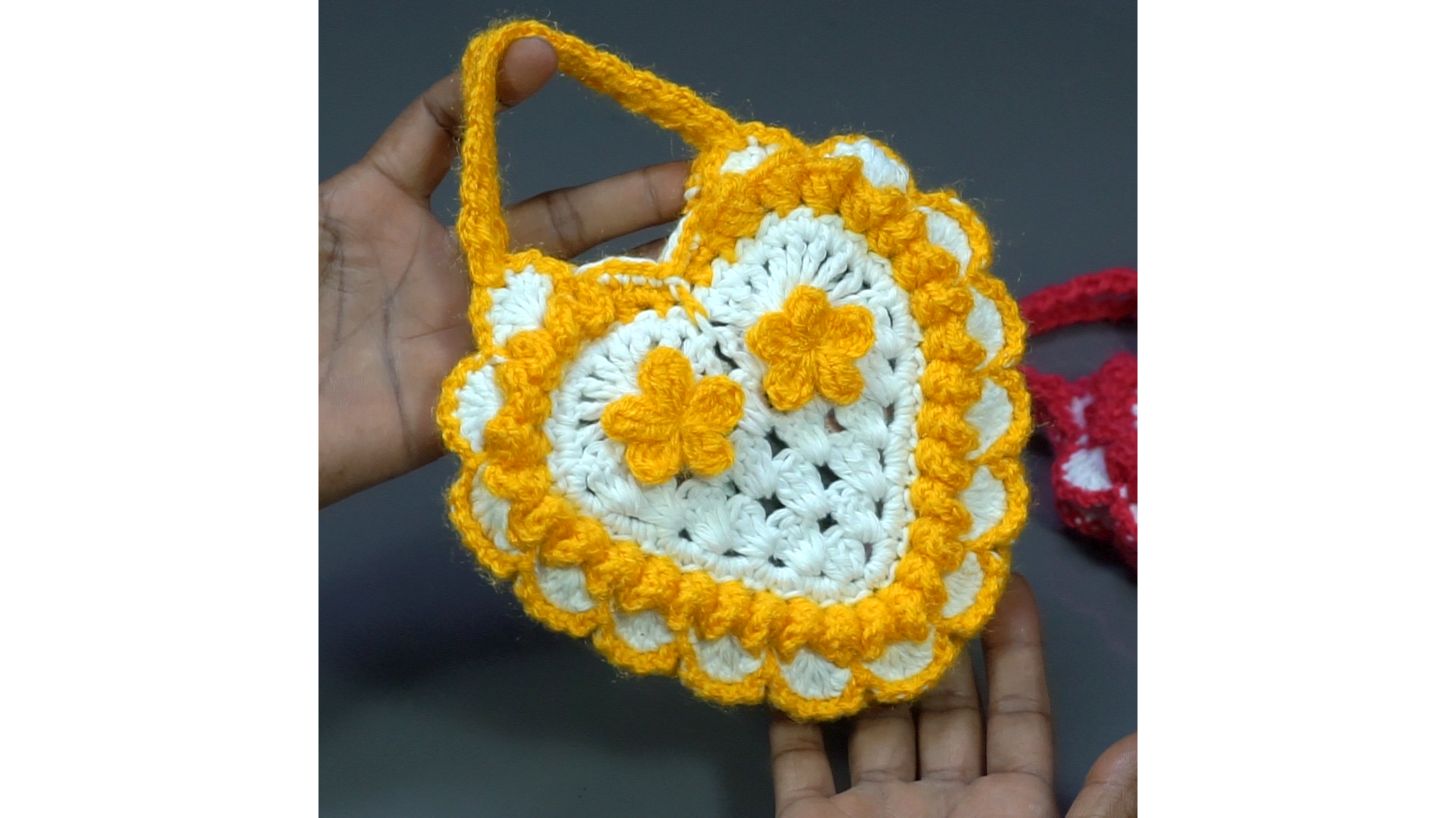 Handmade Woolen Heart Shaped Bag For Mobile